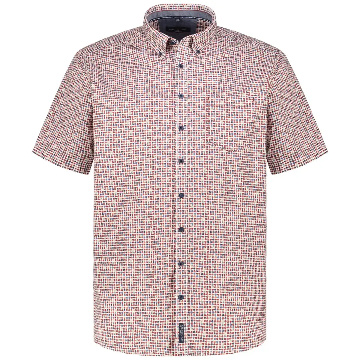 Casa Moda Short Sleeve Shirt Casual Fit Circular Print Red