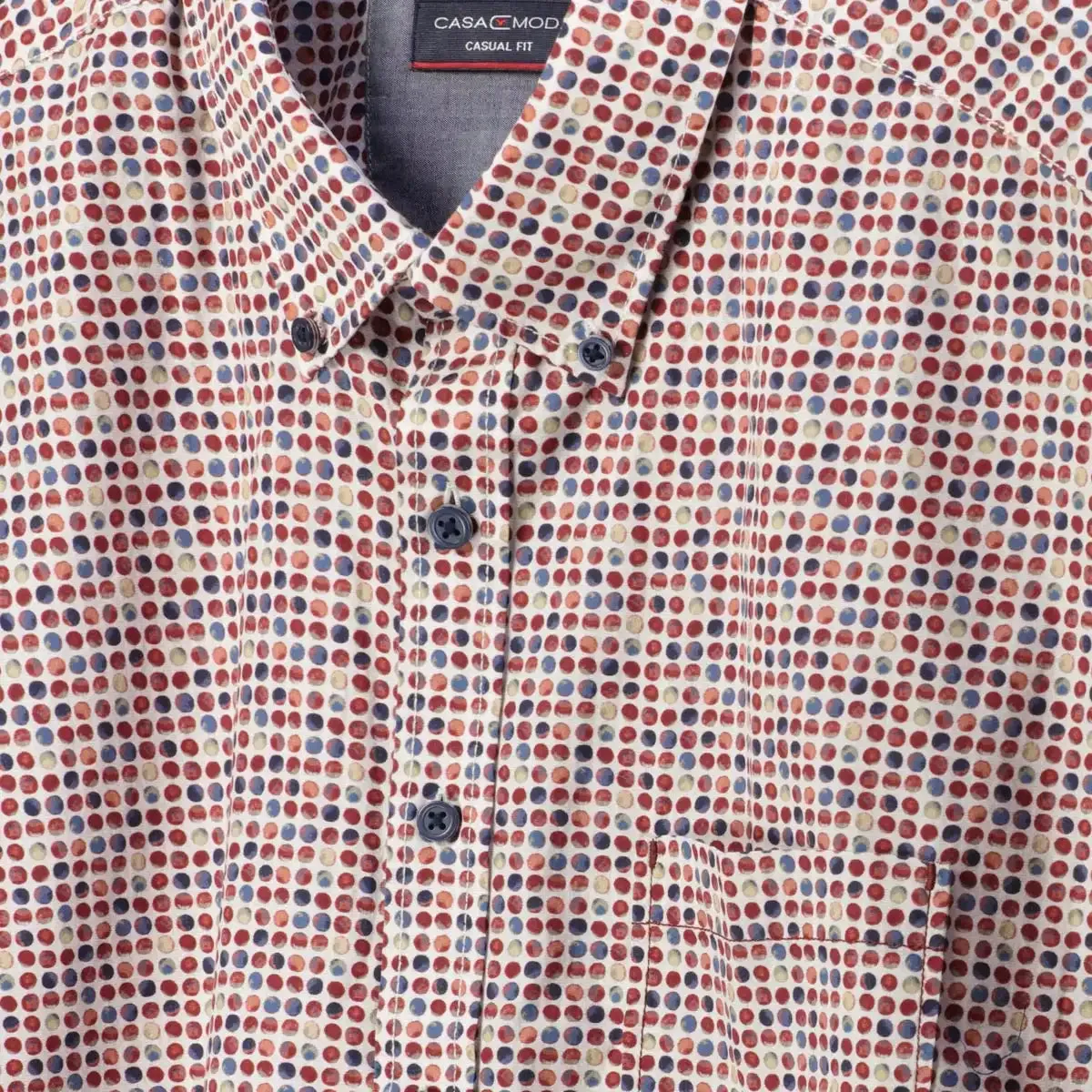 Casa Moda Short Sleeve Shirt Casual Fit Circular Print Red