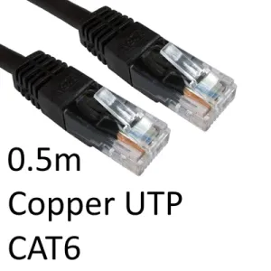 CAT6 0.5m RJ45 Network Cable Black - Durable, Moulded Boot, UTP