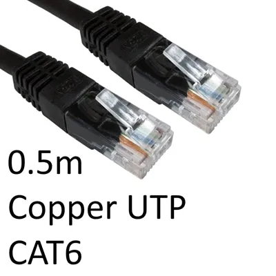 CAT6 0.5m RJ45 Network Cable Black - Durable, Moulded Boot, UTP
