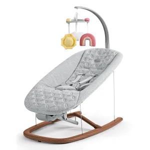 Chicco Float™ Baby Bouncer Seat, Quilted Organic Cotton Seat Pad, Included bar with Plush | Cloud/Grey