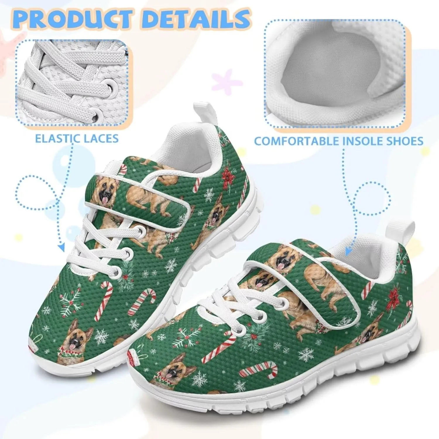 Christmas Sneakers Slip on Shoes for Kids Girls Boys Walking Running