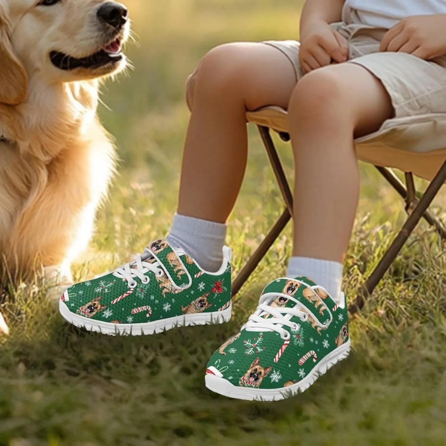 Christmas Sneakers Slip on Shoes for Kids Girls Boys Walking Running