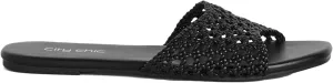 City Chic Women's Wide Fit Slide - Weave Flat