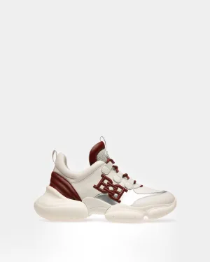Claires Leather Sneakers In White & Heritage Red