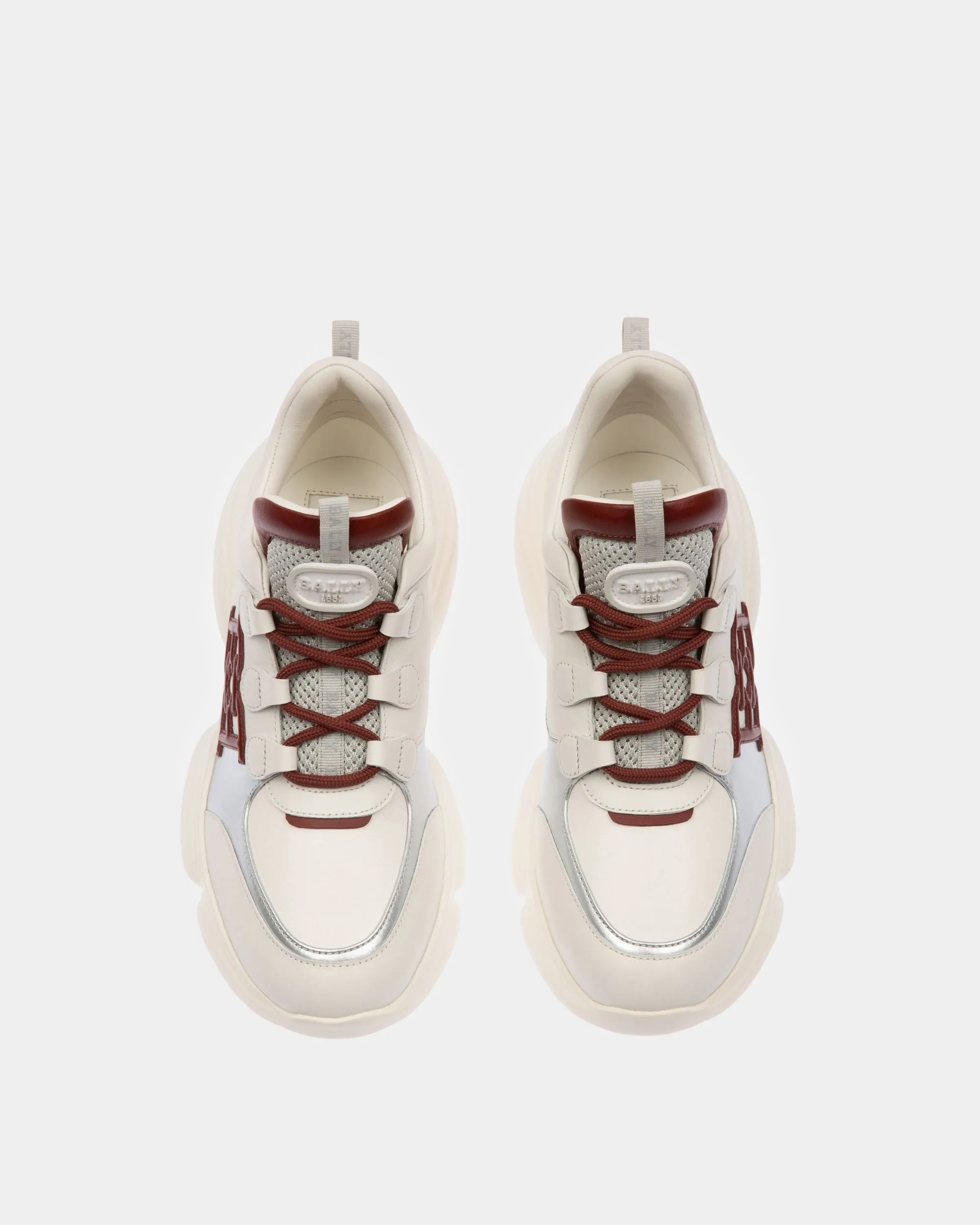 Claires Leather Sneakers In White & Heritage Red