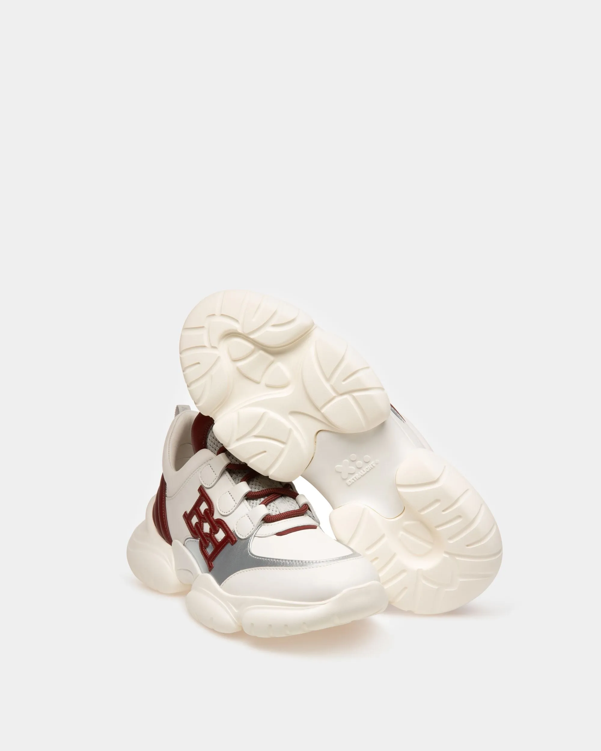 Claires Leather Sneakers In White & Heritage Red