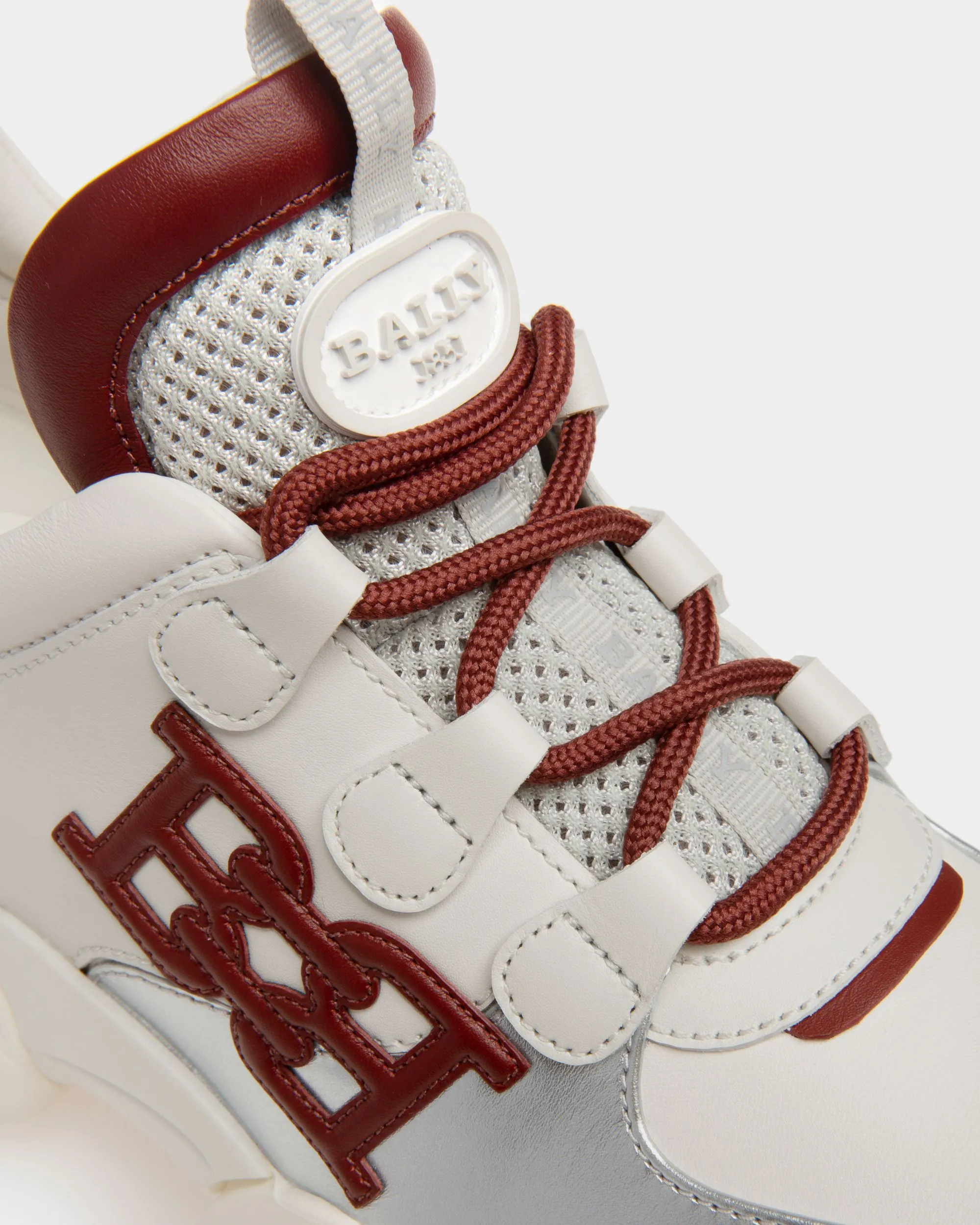 Claires Leather Sneakers In White & Heritage Red