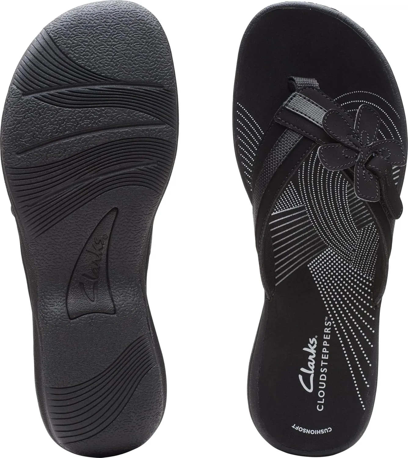 Clarks Womens Breeze Sea Flip-Flop Sandals - Comfortable Flip Flop with Adjustable Hook and Arch Support - Casual Summer Wearing Cloudsteppers for Everyday