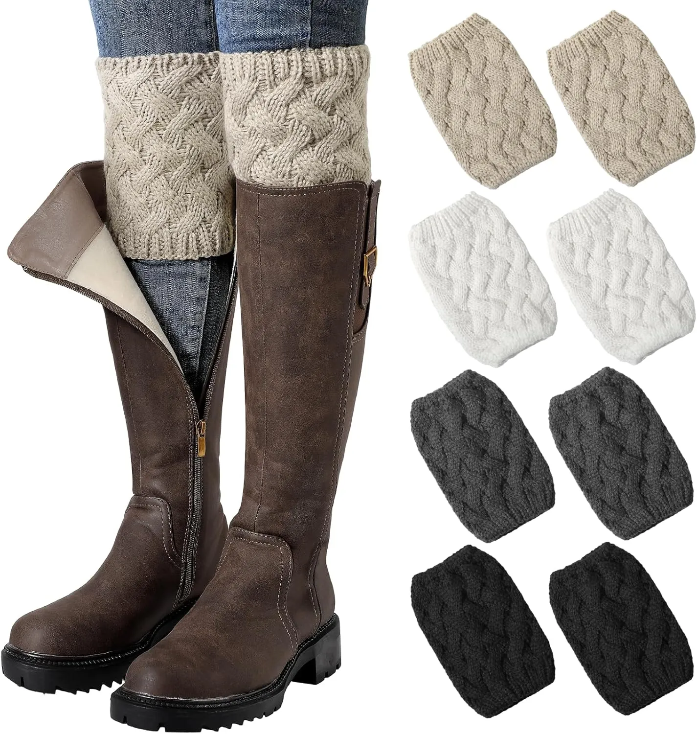 Clothirily Boot Socks for Women, Winter Warm Boot Cuffs, Short Leg Warmers Boot Topper Socks