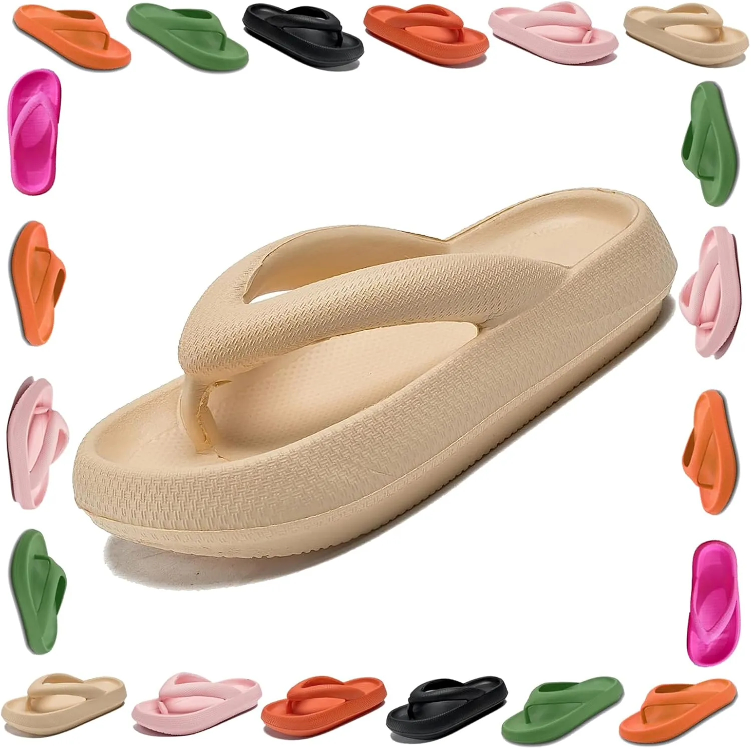 Cloudies Flip Flops, Cloudies- Flip Flops, Cozislides Original Flip Flops, Non-slip Thick Cloudies Slides for Women Flip Flops