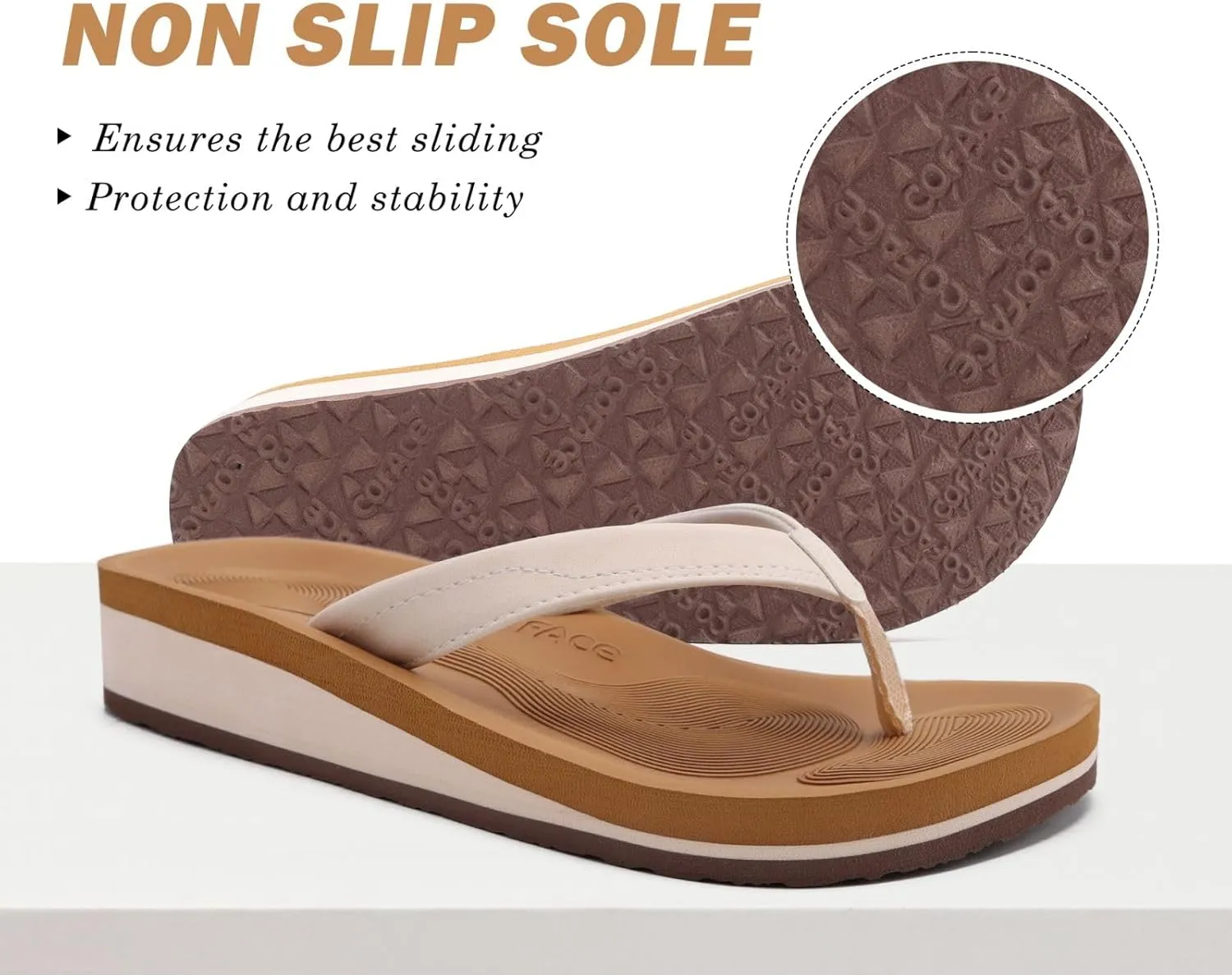 COFACE Flip Flops for Women With Comfortable Arch Support Ladies Fashion Platform Thong Sandals Soft Yoga Mat Sole For Beach/Indoor Outdoor
