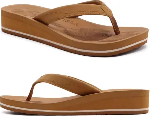 COFACE Flip Flops for Women With Comfortable Arch Support Ladies Fashion Platform Thong Sandals Soft Yoga Mat Sole For Beach/Indoor Outdoor