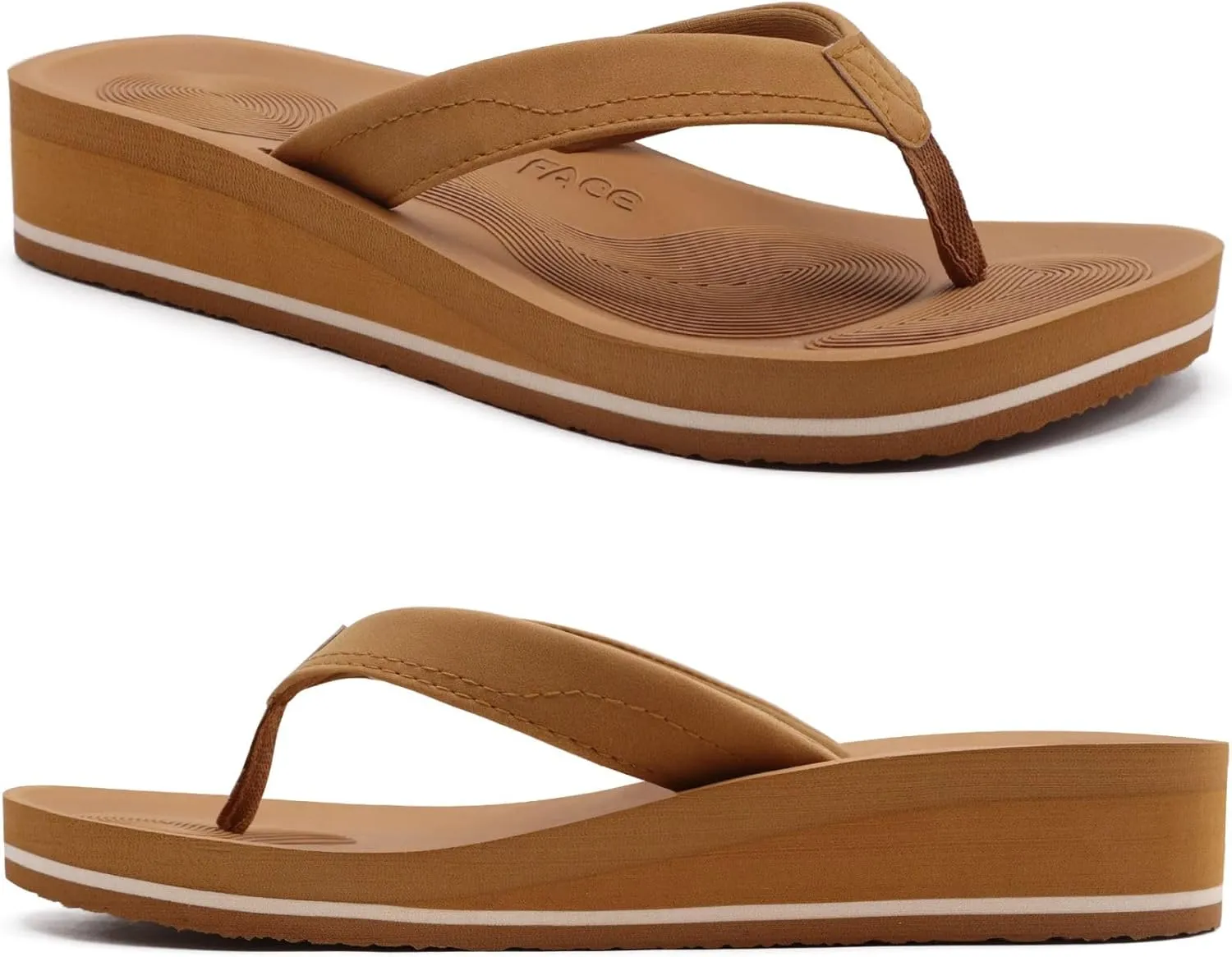 COFACE Flip Flops for Women With Comfortable Arch Support Ladies Fashion Platform Thong Sandals Soft Yoga Mat Sole For Beach/Indoor Outdoor