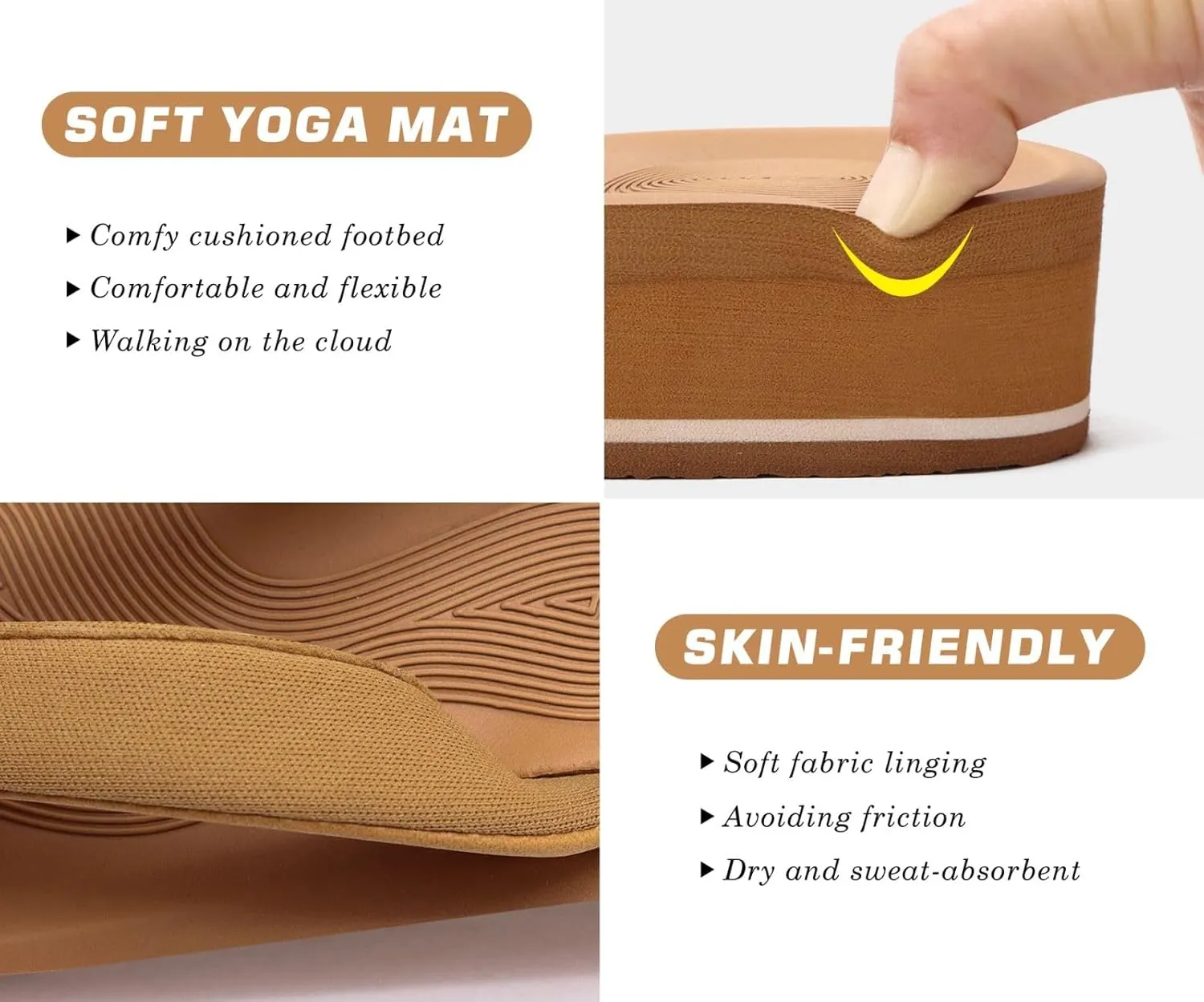 COFACE Flip Flops for Women With Comfortable Arch Support Ladies Fashion Platform Thong Sandals Soft Yoga Mat Sole For Beach/Indoor Outdoor