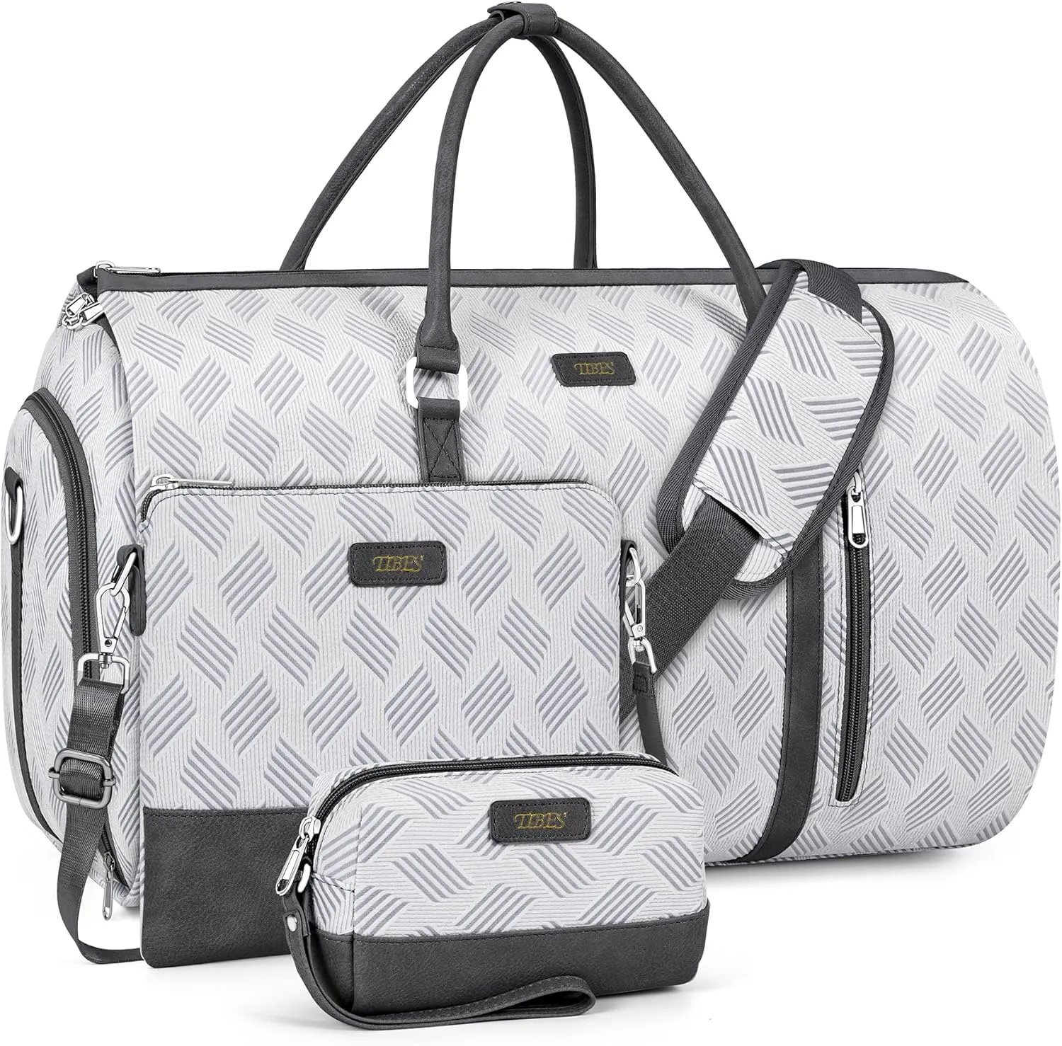 Convertible Garment Duffel Bag for Travel - Carry On Garment Bags With Toiletry Bag Large Weekender Bag for Men Women 2 in 1 Hanging Suitcase Suit Travel Duffel Overnight Bags 4pcs Set