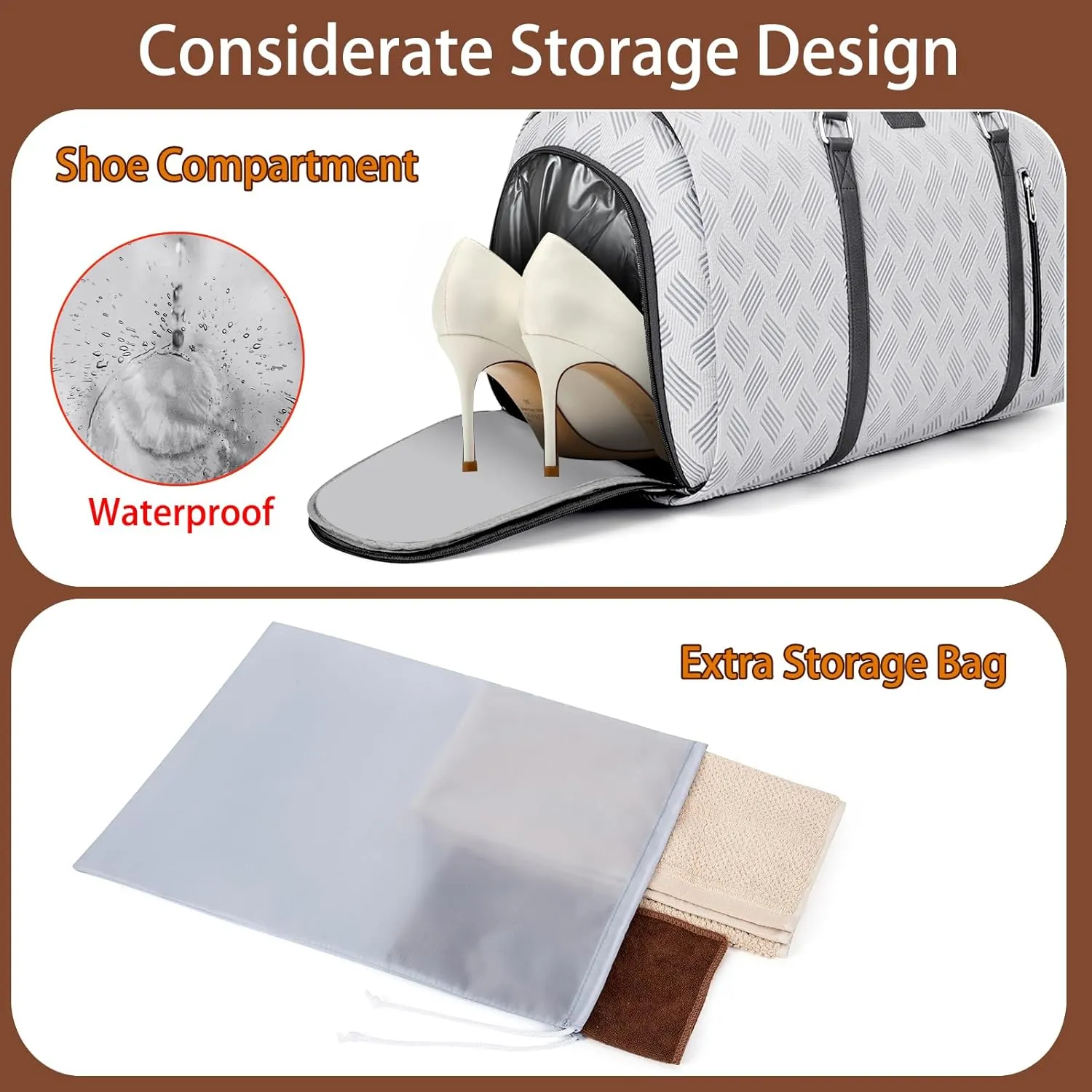 Convertible Garment Duffel Bag for Travel - Carry On Garment Bags With Toiletry Bag Large Weekender Bag for Men Women 2 in 1 Hanging Suitcase Suit Travel Duffel Overnight Bags 4pcs Set
