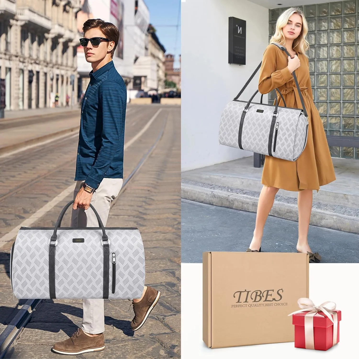 Convertible Garment Duffel Bag for Travel - Carry On Garment Bags With Toiletry Bag Large Weekender Bag for Men Women 2 in 1 Hanging Suitcase Suit Travel Duffel Overnight Bags 4pcs Set