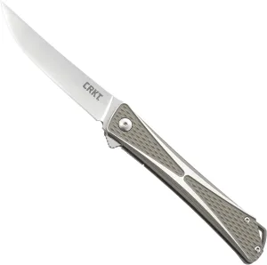 CRKT Crossbones EDC Folding Pocket Knife: Gentleman's Knife, Everyday Carry, Satin Blade, IKBS Ball Bearing Pivot, Liner Lock, Brushed Aluminum Handle, Deep Carry Pocket Clip 7530