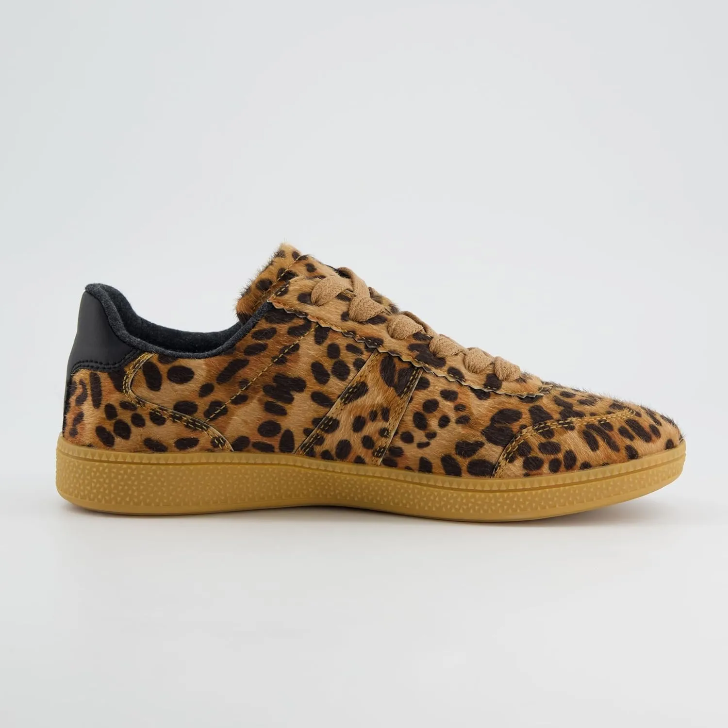 CUSHIONAIRE Bravado Women’s Vegan Hair Calf Leopard Print Lace-Up Sneakers – Stylish Everyday Shoes with Cushioned Comfort