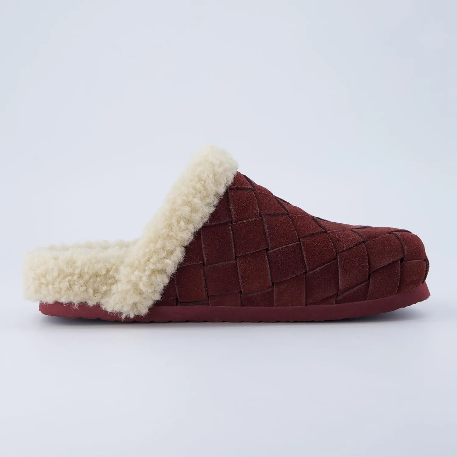 CUSHIONAIRE Cliché Genuine Suede Woven Mule Slippers for Women Indoor and Outdoor - Slip On Faux Fur Lining Women Footwear for Comfort