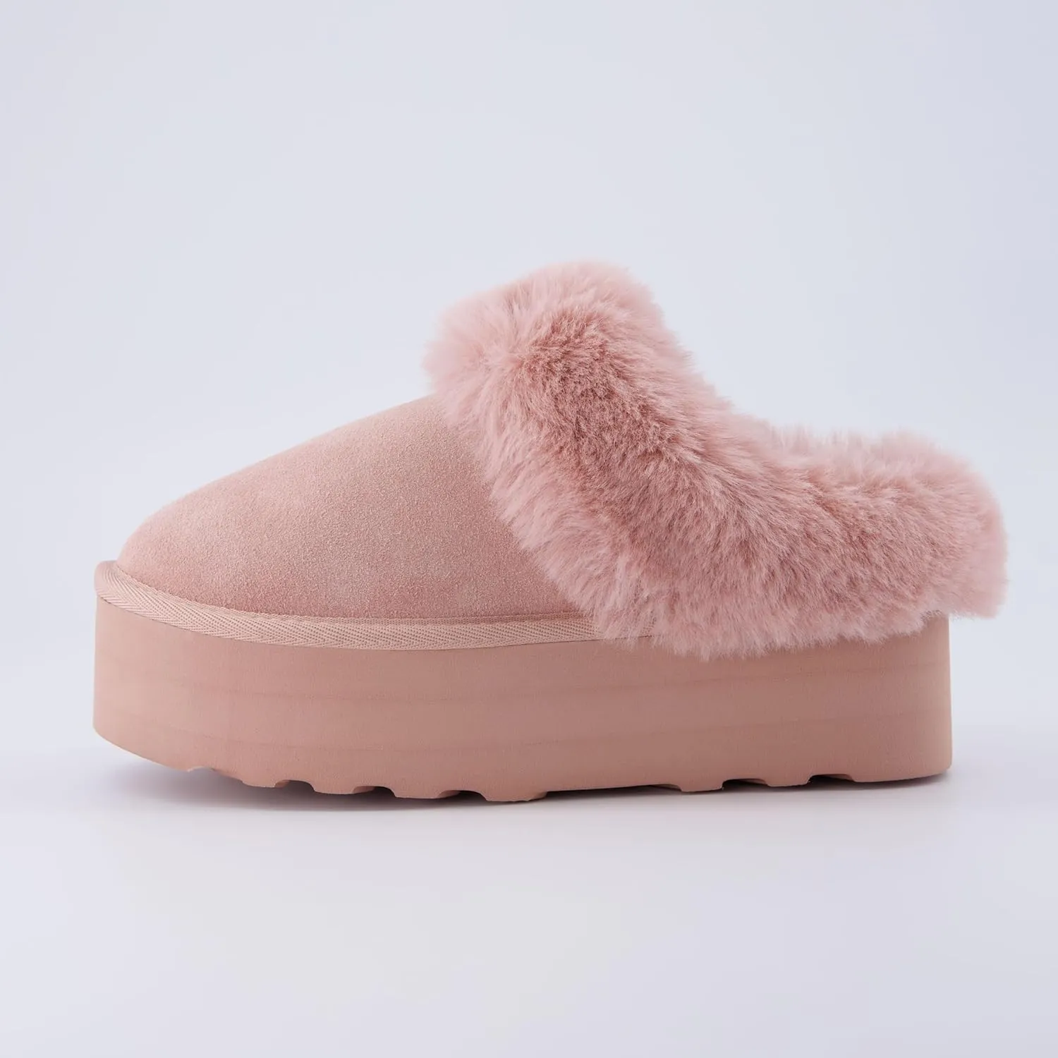 CUSHIONAIRE Women's Husky Genuine Suede cozy mule Platform  Memory Foam, Wide Widths Available