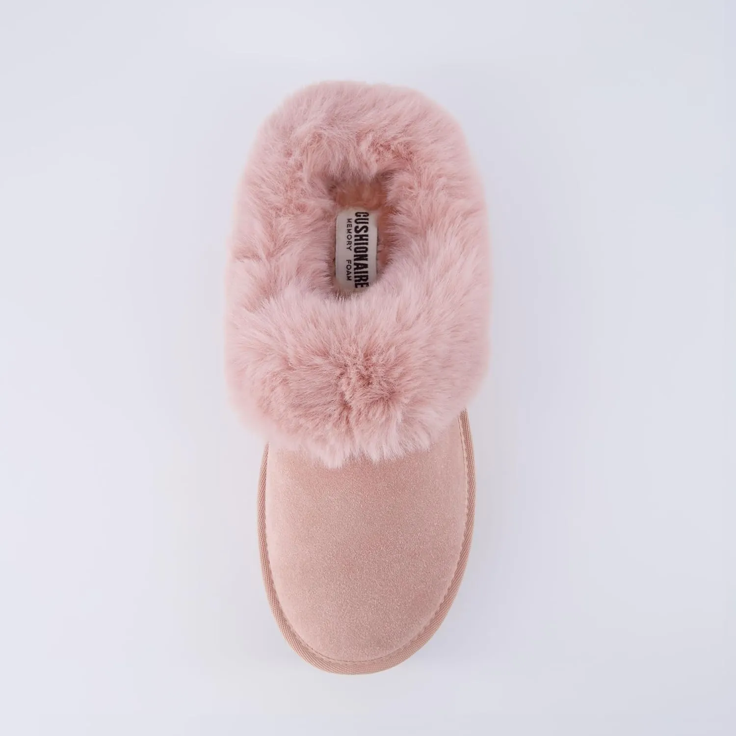 CUSHIONAIRE Women's Husky Genuine Suede cozy mule Platform  Memory Foam, Wide Widths Available
