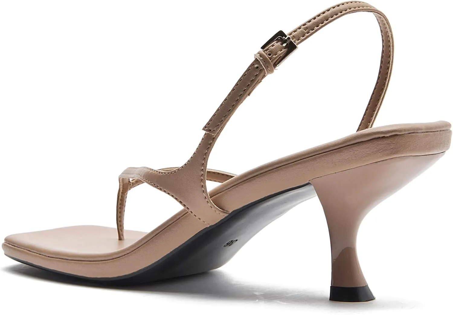 DADAWEN Women's kitten Heels Thong Sandals Square Open Toe Flip Flop Heels Buckle Sexy Fashion Summer Dressy Wedding Party Pumps Heeled Sandals