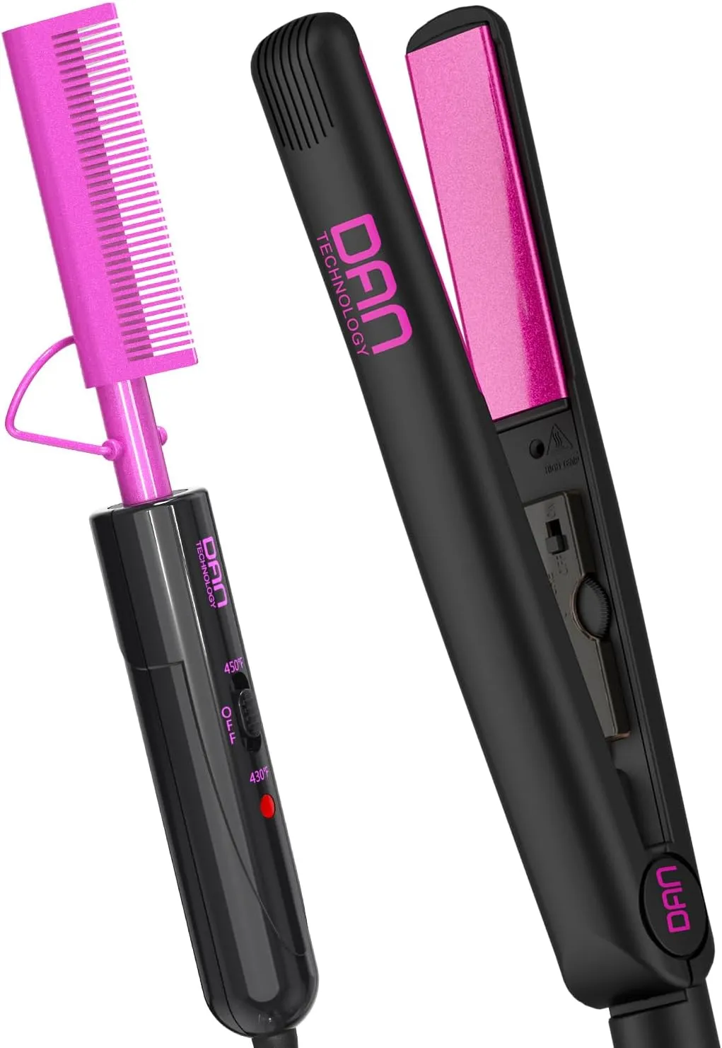 DAN Technology Flat Iron and Small Hot Comb for Black Women's Hair, Wigs - Hair Straightener