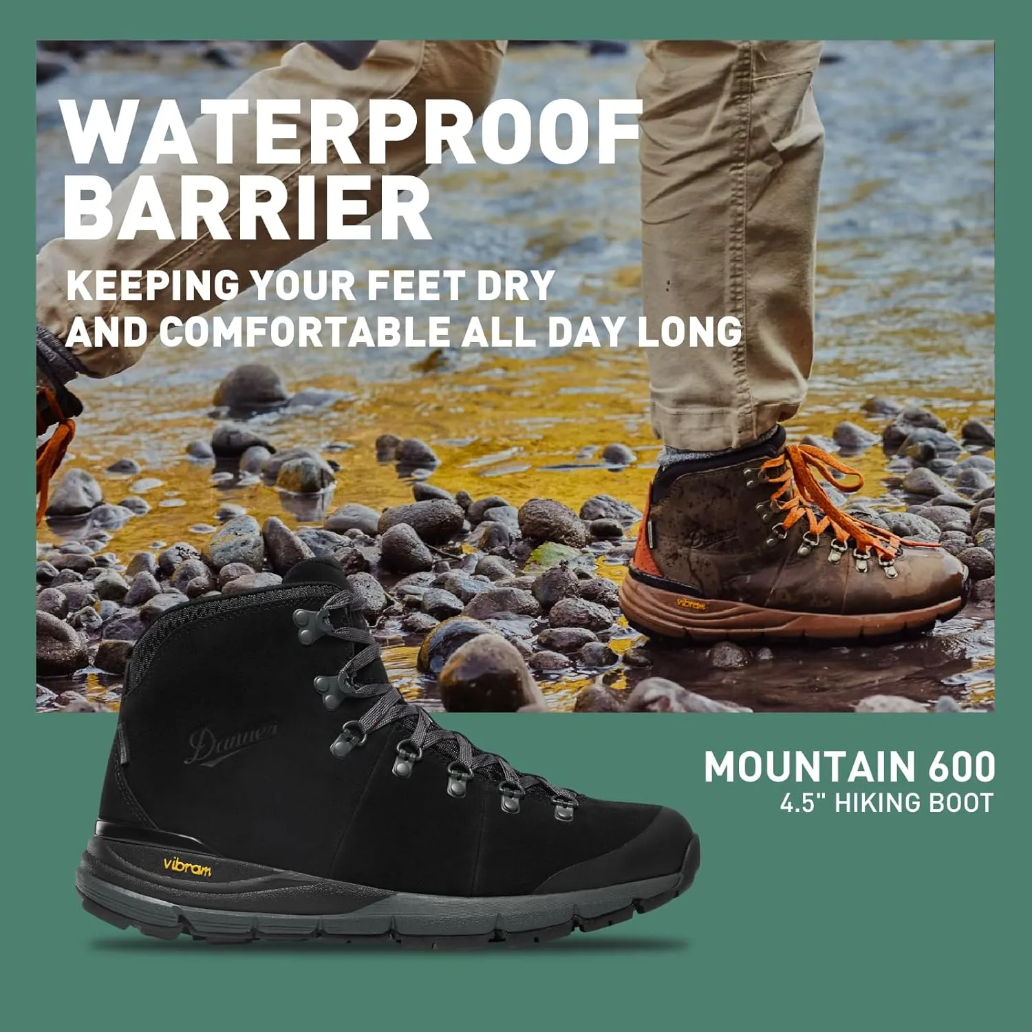 Danner Mountain 600 Waterproof Hiking Boots for Men - Lightweight, Durable Upper, Breathable Lining, Triple-Density Footbed & Vibram Traction Outsole