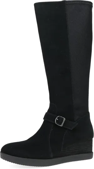 Dansko Shelia Wedge Boot for Women - Durable Waterproof Leathers and Leather-Stacked Heel - Buckle Detail and Tall Shaft for Seasonal Style