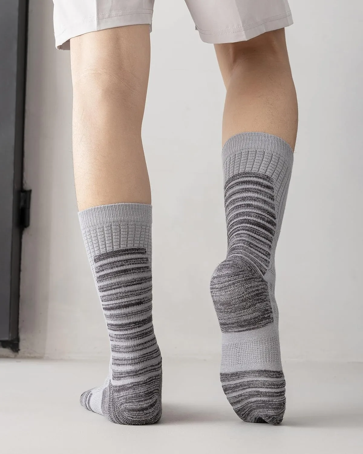 DarkCom Men's Crew Socks for Work, Hiking, Running and Athletic Sports, 5 Pairs Cushioned Support Boot Socks