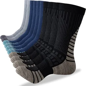 DarkCom Men's Crew Socks for Work, Hiking, Running and Athletic Sports, 5 Pairs Cushioned Support Boot Socks