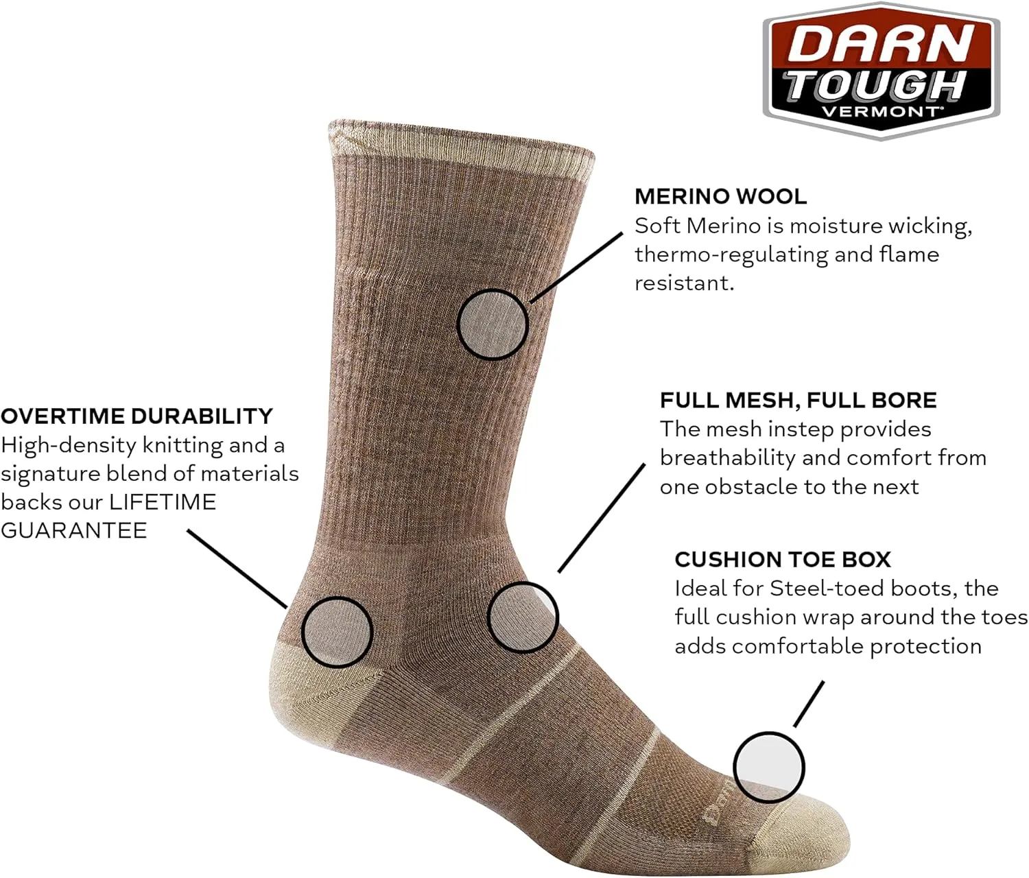 DARN TOUGH (2009) William Jarvis Boot Midweight with Full Cushion Men's Sock