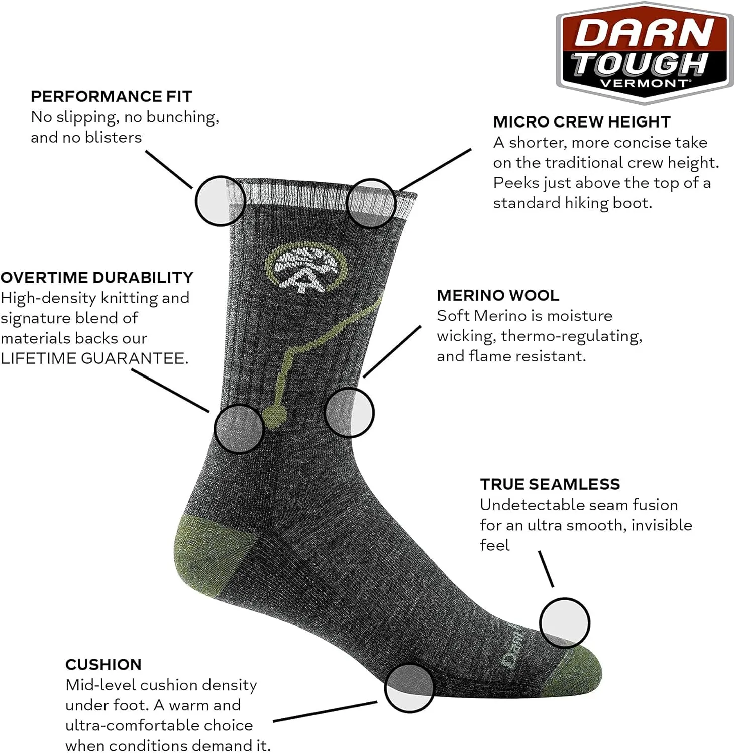 Darn Tough ATC Micro Crew Cushion Sock - Men's