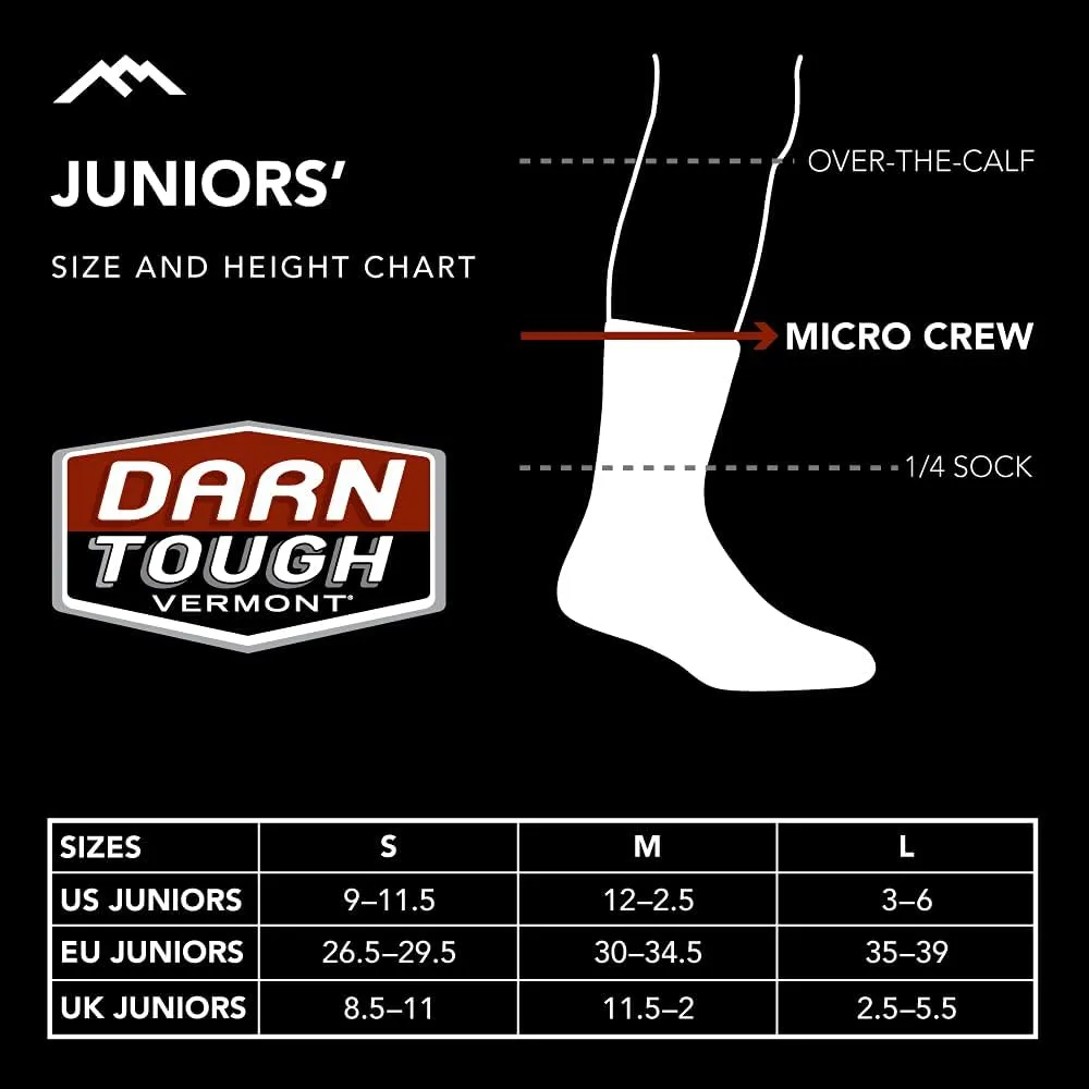 Darn Tough Jr. Kids' Sal Micro Crew Lightweight with Cushion Hiking Sock (Style 3043) -