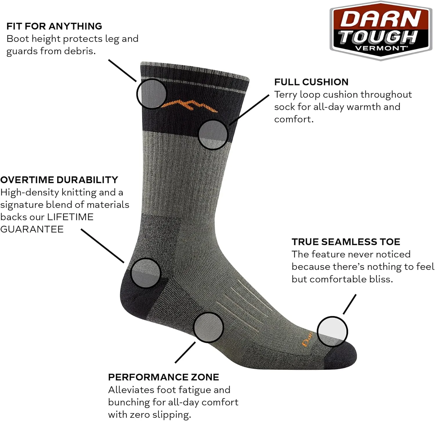 Darn Tough Men's Hunter Boot Heavyweight with Full Cushion Sock (Style 2101)
