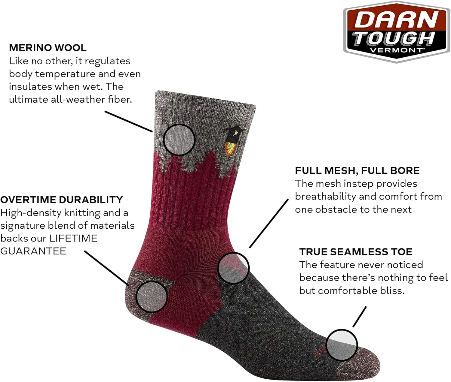 Darn Tough Men's Number 2 Micro Crew Midweight with Cushion Sock (Style 1974)