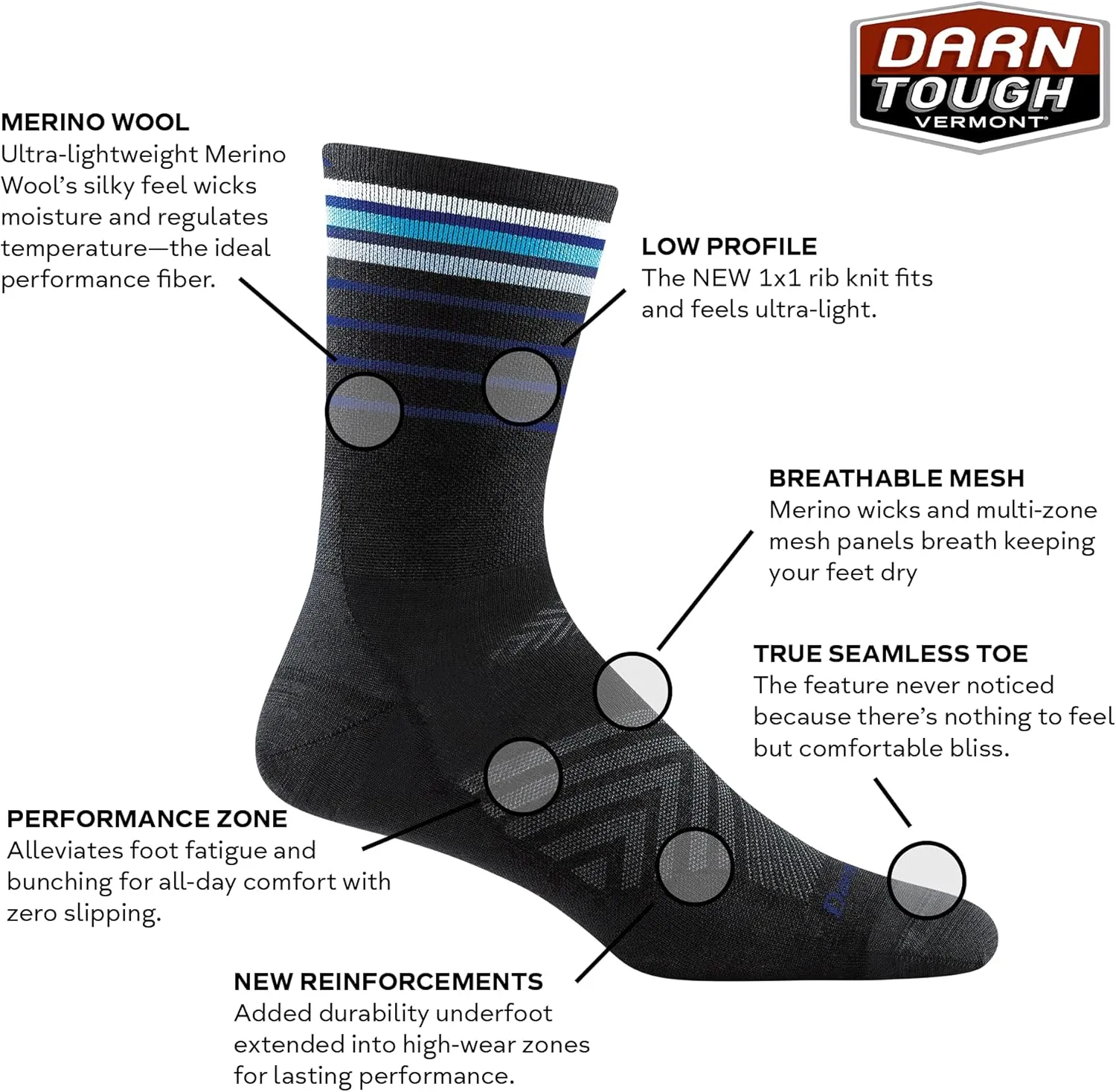 Darn Tough Men's Stride Micro Crew Ultra-Lightweight Running Sock (Style 1036) -