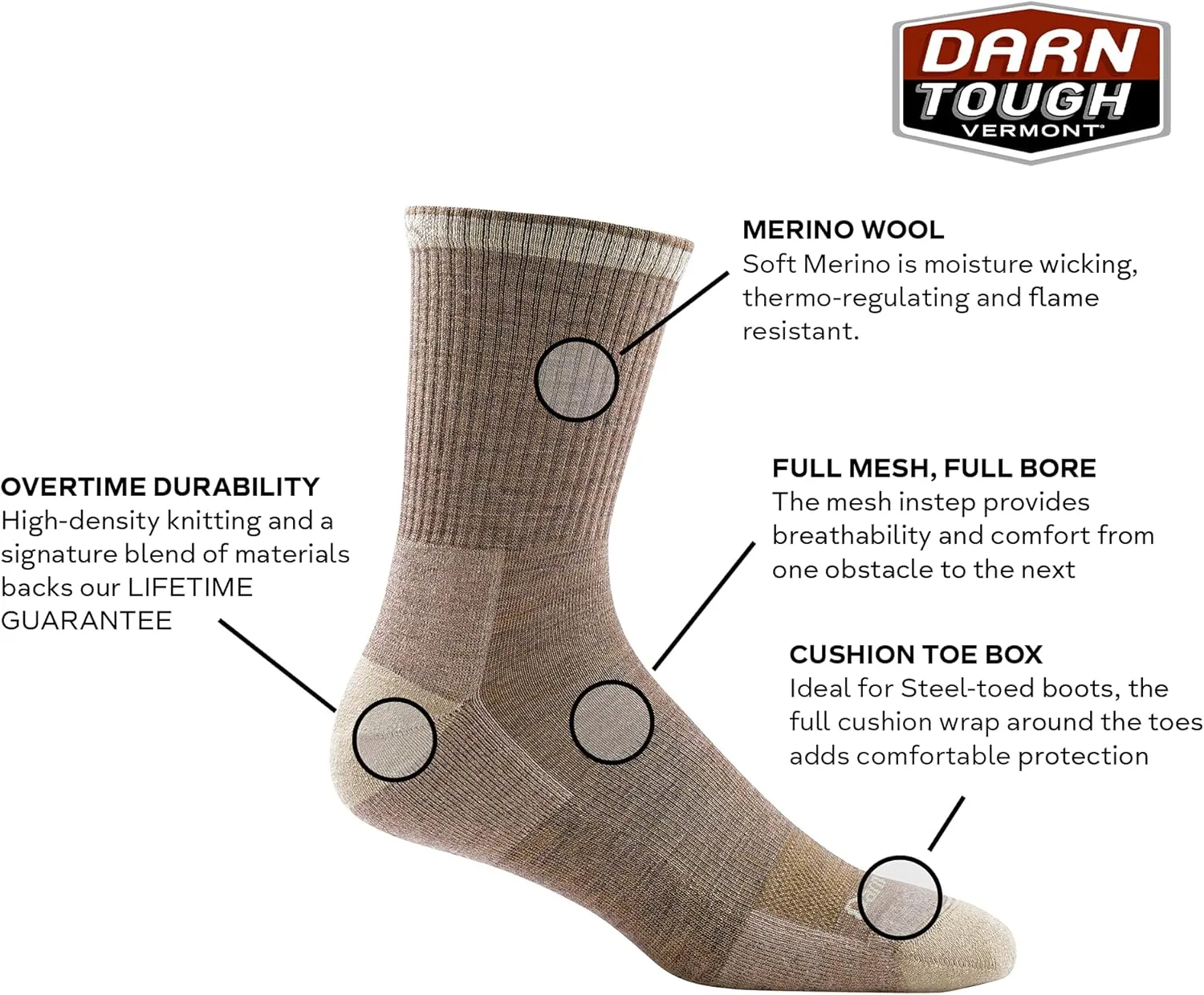 Darn Tough Vermont Fred Tuttle Cushion Micro Crew Sock (2005 Style) Men's