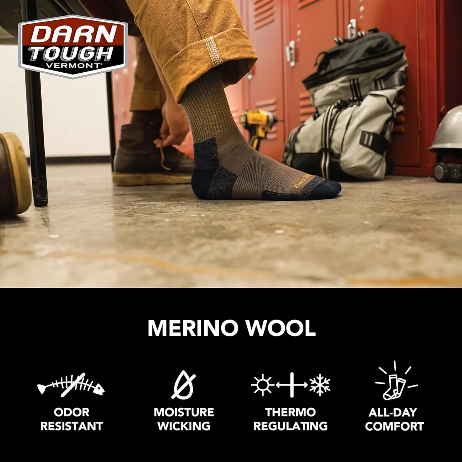 Darn Tough Vermont Men's Merino Wool Steely Micro Crew Cushion w/Extra Cushion Toe Socks