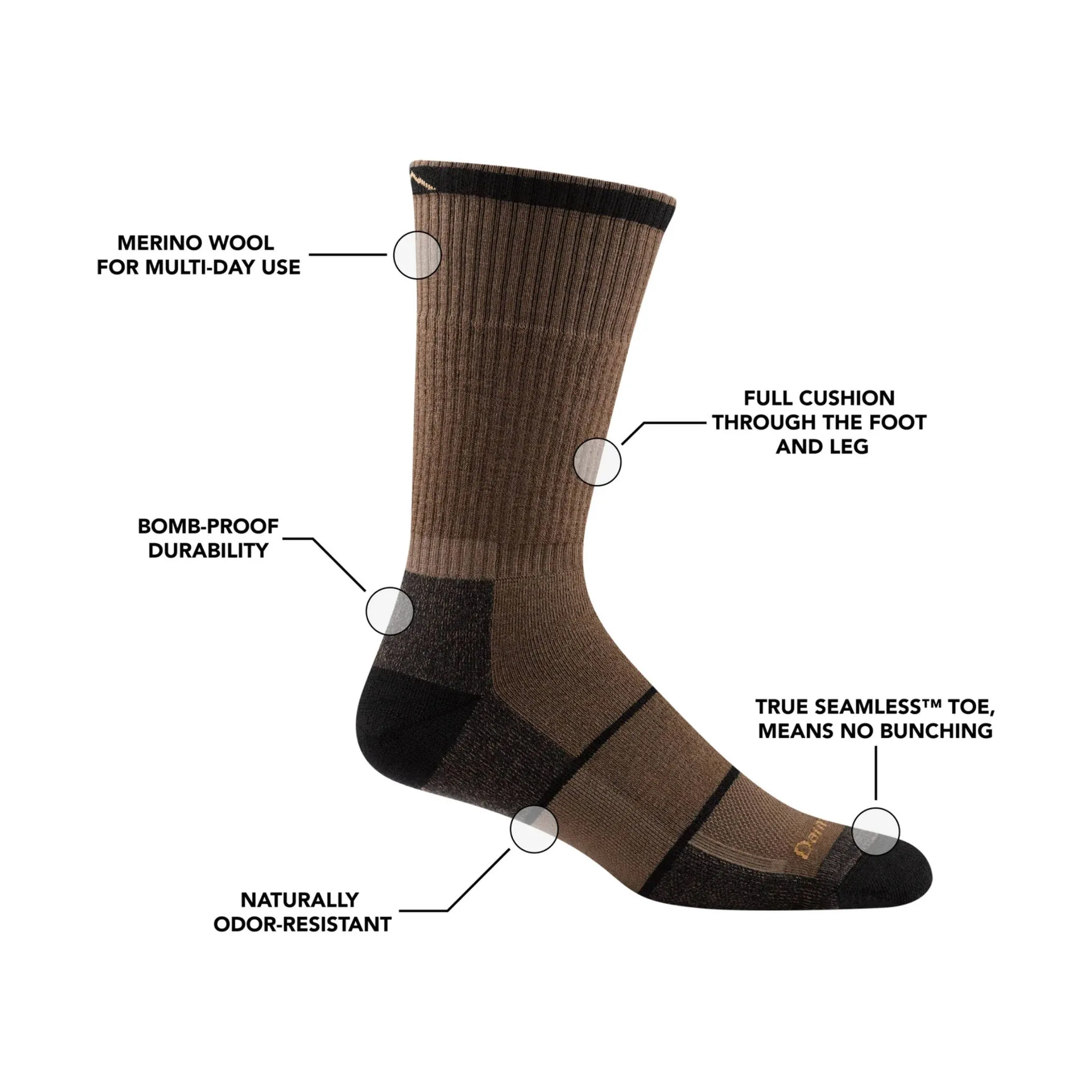 Darn Tough Vermont Men's William Jarvis Boot Midweight Work Sock - Timber