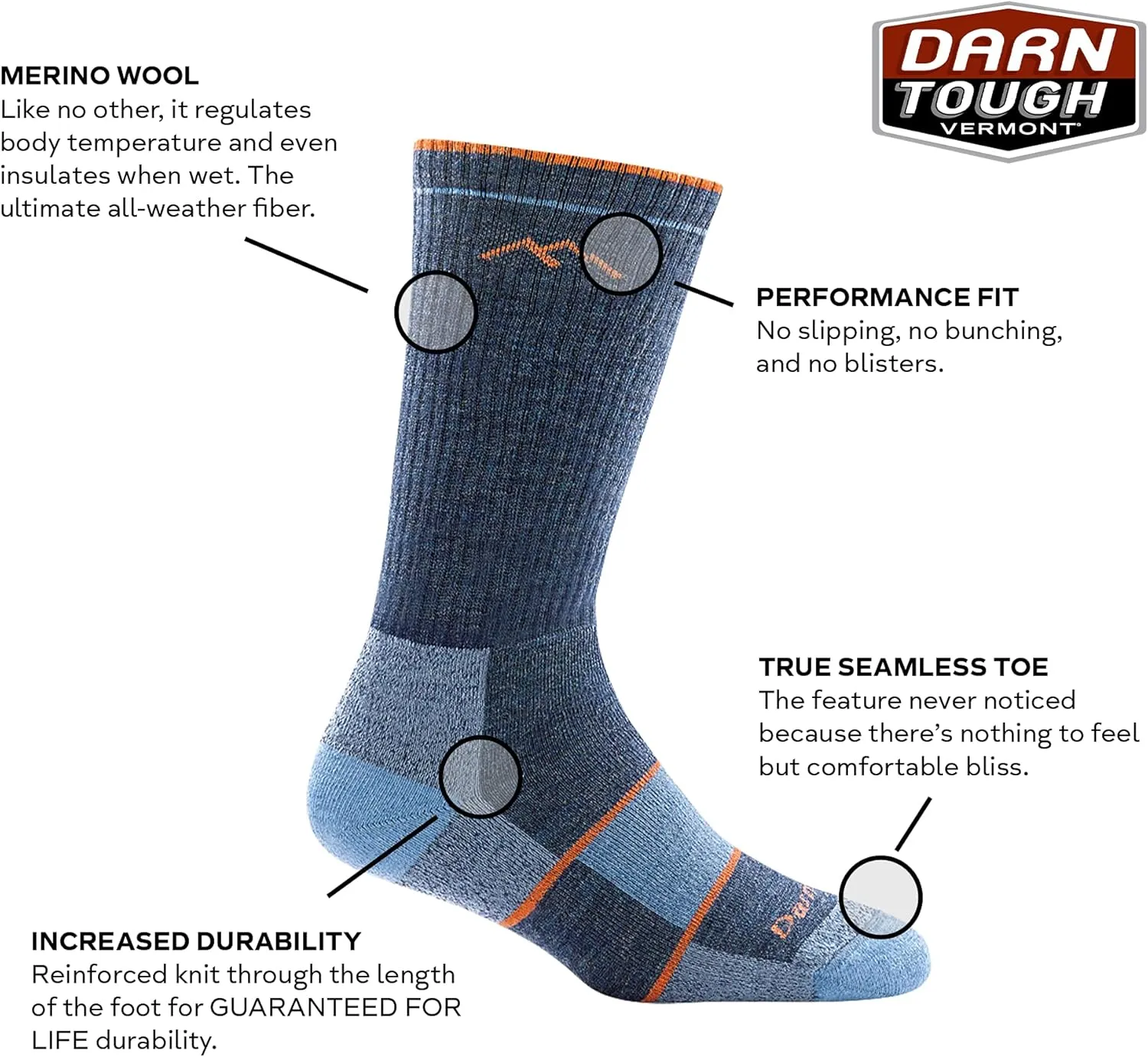 Darn Tough Vermont Merino Wool Boot Socks Full Cushion