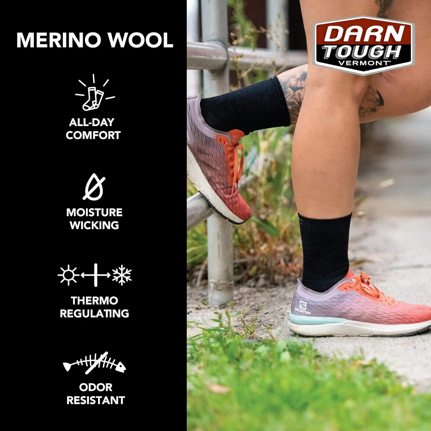 Darn Tough Women's Pacer Micro Crew Ultra-Lightweight with Cushion - 1050 Merino Wool Socks for Running