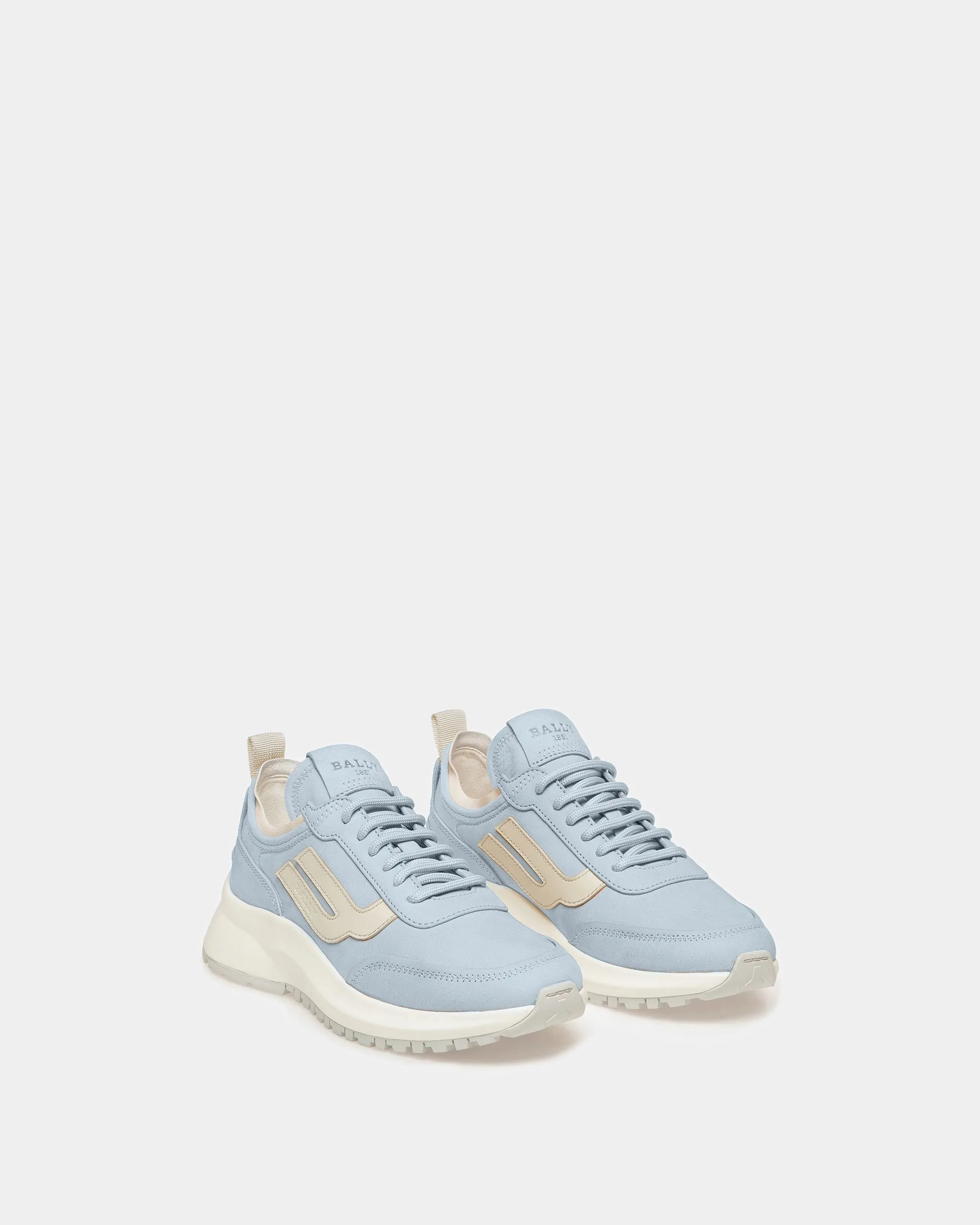 Darys Leather Sneakers In Light Blue And Light Beige