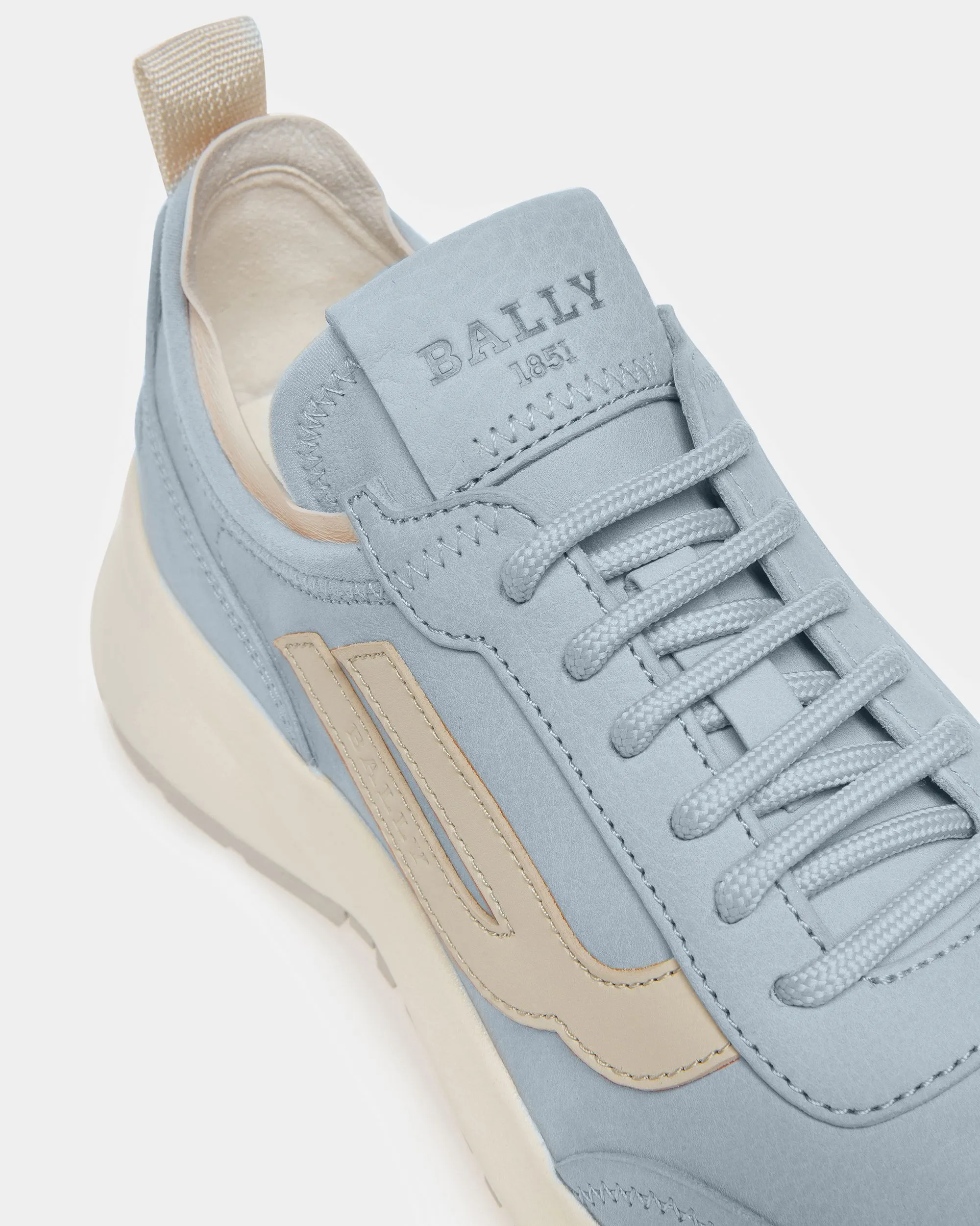 Darys Leather Sneakers In Light Blue And Light Beige