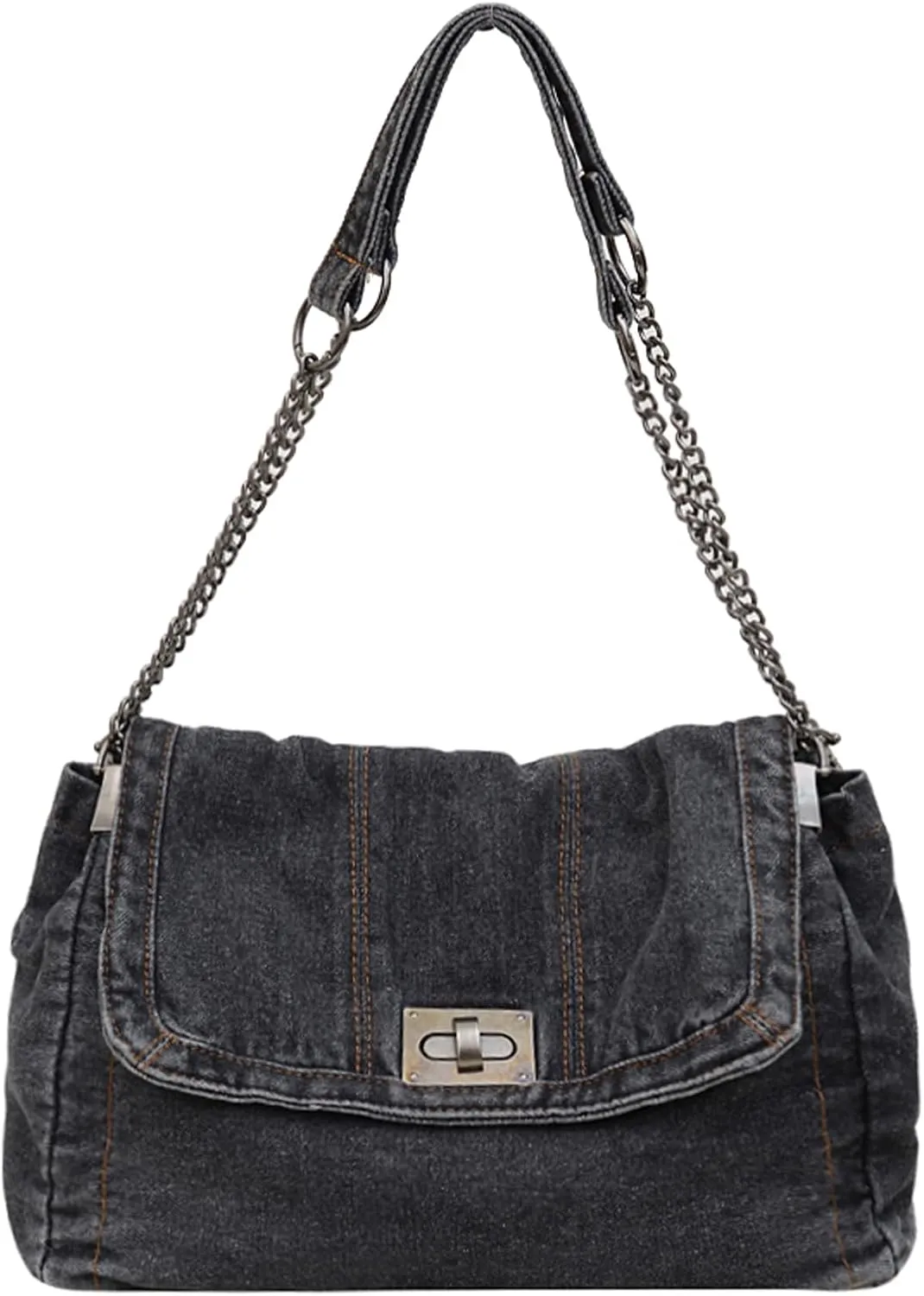 Denim Purse, Denim Crossbody Bag Y2K Jean Purses for Women Trendy Flip Shoulder Handbag