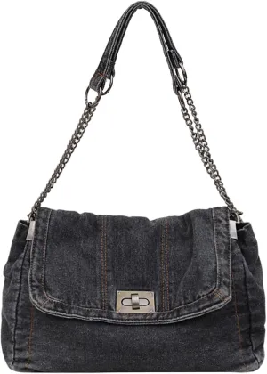 Denim Purse, Denim Crossbody Bag Y2K Jean Purses for Women Trendy Flip Shoulder Handbag