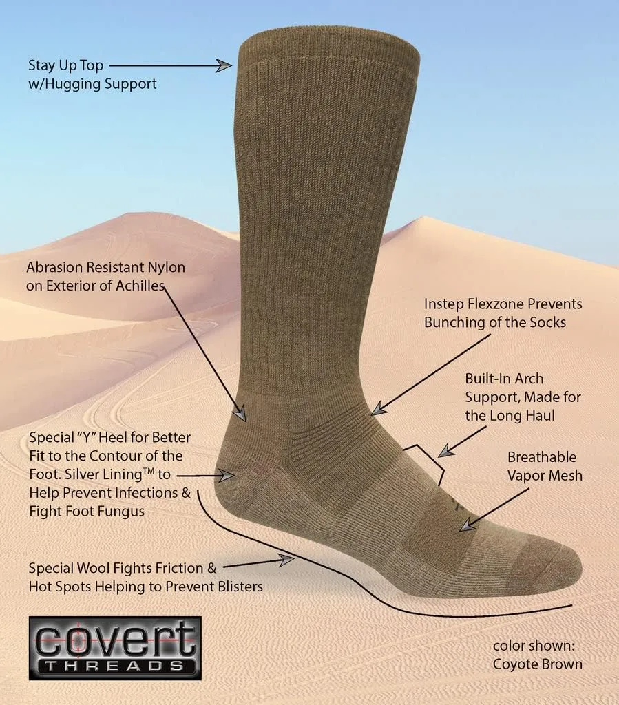 Desert Boot Socks for Men - Long Military Boot Sock - Thick Wool Mens Work Sock