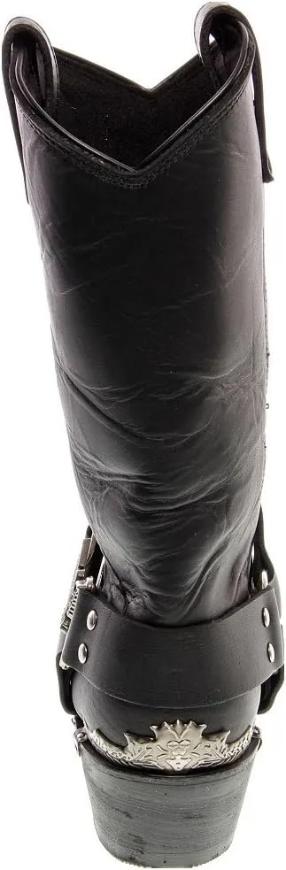 Dingo Mens Chopper Pull On Square Toe Motorcycle Casual Boots Mid Calf - Black